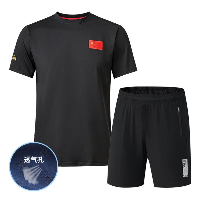 Training Sports T-Shirt Short-Sleeved Shorts Suit Quick-Drying Casual Ice Silk Men'S Running Sportswear For Women - Image 3