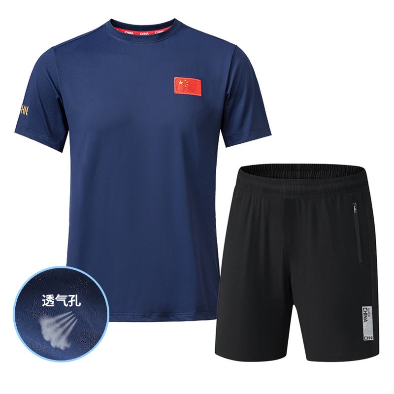 Training Sports T-Shirt Short-Sleeved Shorts Suit Quick-Drying Casual Ice Silk Men'S Running Sportswear For Women - Image 5