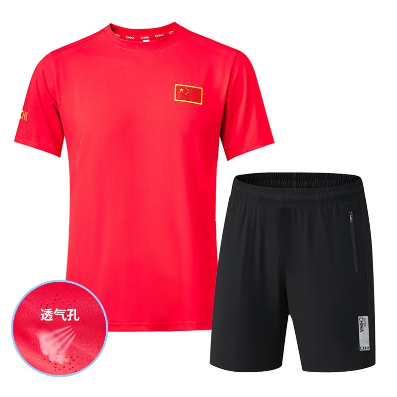 Training Sports T-Shirt Short-Sleeved Shorts Suit Quick-Drying Casual Ice Silk Men'S Running Sportswear For Women - Image 4
