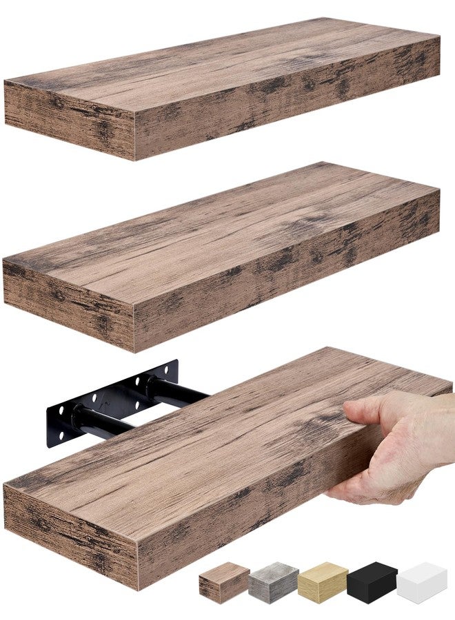 Sorbus Floating Shelves for Wall, Bathroom Shelves Wall Mounted for Kitchen, Bedroom, Bathroom Storage Over Toilet, Hanging Book Shelf for Wall Home Decor Living Room (Mahogany, 3 Pack) - Image 1