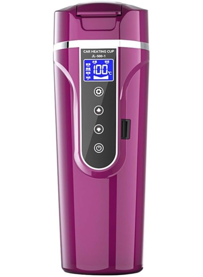 AROAQ Car Electric Kettle 500ml 12‑24V Car Heating Cup Car Heated Mug Stainless Steel LCD Intelligent Temperature Display Travel Electric Coffee Cup for Tea Coffee Milk - Image 1