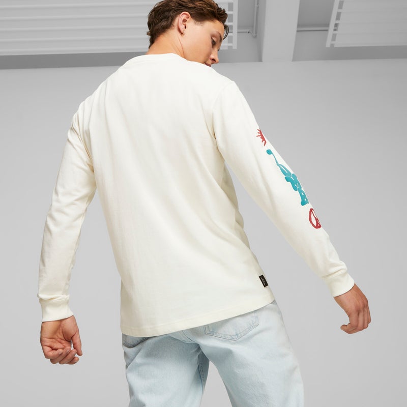PUMA DOWNTOWN Mens White Long sleeve T-shirt - Image 5