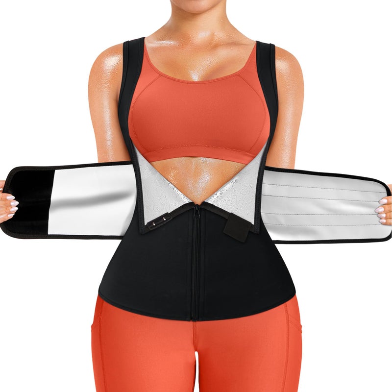 TrainingGirl Sauna Sweat Suit for Women Waist Trainer Workout Faja Weight Vest Body Shaper Shirt Band - Image 1