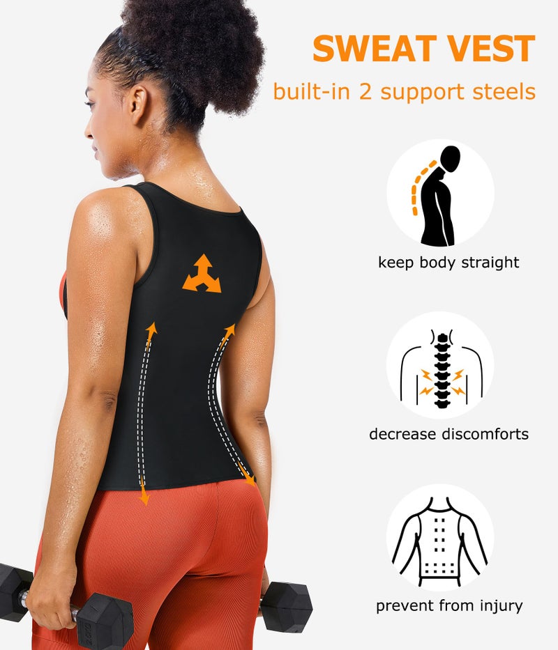 TrainingGirl Sauna Sweat Suit for Women Waist Trainer Workout Faja Weight Vest Body Shaper Shirt Band - Image 3