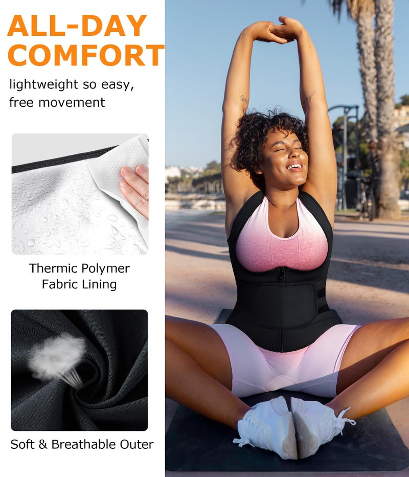 TrainingGirl Sauna Sweat Suit for Women Waist Trainer Workout Faja Weight Vest Body Shaper Shirt Band - Image 5