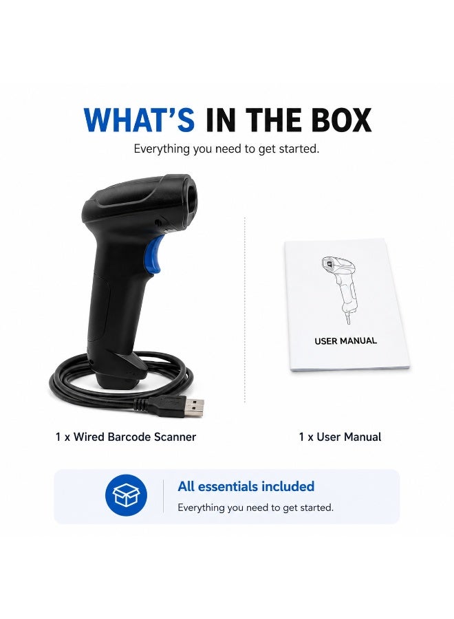 BASEET BAS-139 USB Wired Handheld Laser 2D Barcode Scanner Fast QR & Barcode Reader for POS, Retail, Supermarket & Warehouse - Image 5