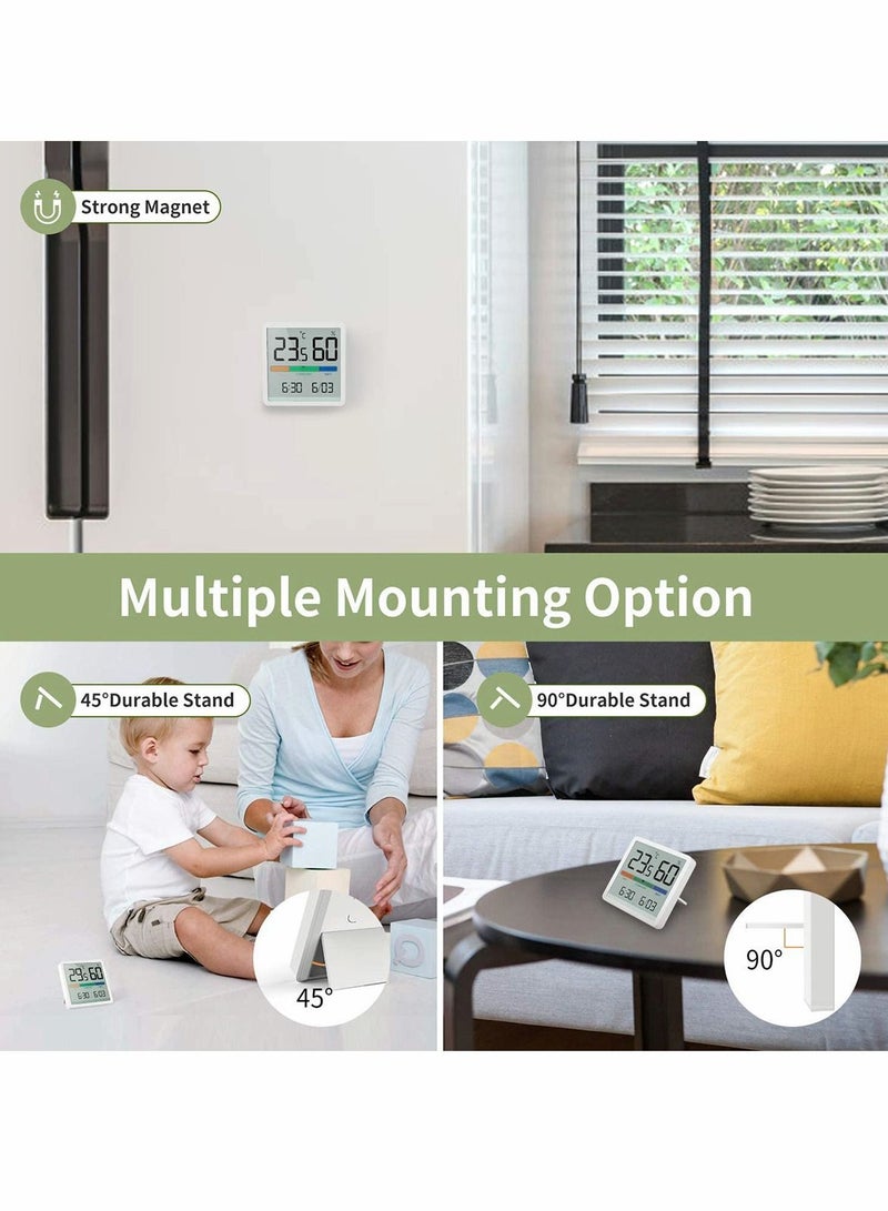 Digital Hygrometer Indoor Thermometer, Room Humidity Gauge, Accurate Desktop with Temperature, Humidity, and Clock - Image 5