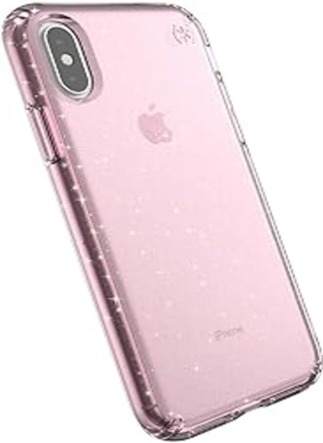 Speck - Speck iPhone XS/X Case, Clear Glitter Protective Ultra Thin Slim Hard Anti Scratch Presidio Cover Case - Pink/Gold Glitter - Image 1