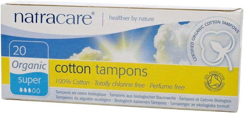 Natracare Organic Cotton Tampons Super Absorbency NonApplicator 20 Tampons x 6 Packs 120 Tampons Total