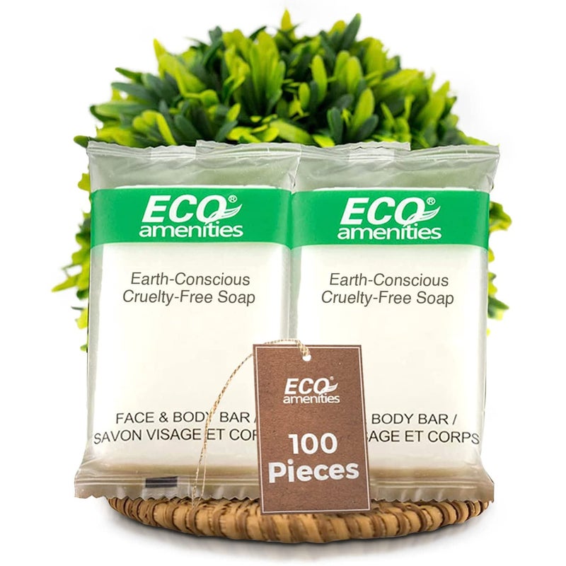 ECO amenities Bar Soap Bulk  100 Pack 10 oz Travel Size Soap Bars  Individually Wrapped For Hotels  Great for Vacation Rental and Airbnb Toiletries or Hygiene Kits Supplies