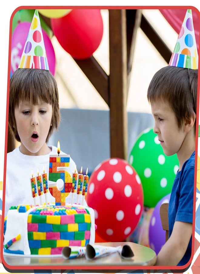 Herdear 7 Pcs Building Block Number 1-9 Birthday Candle with 6 Building Blocks Candles Numeral Birthday Candles for Block Party Cake Topper Decoration Party Supplies(Number 5) - Image 5