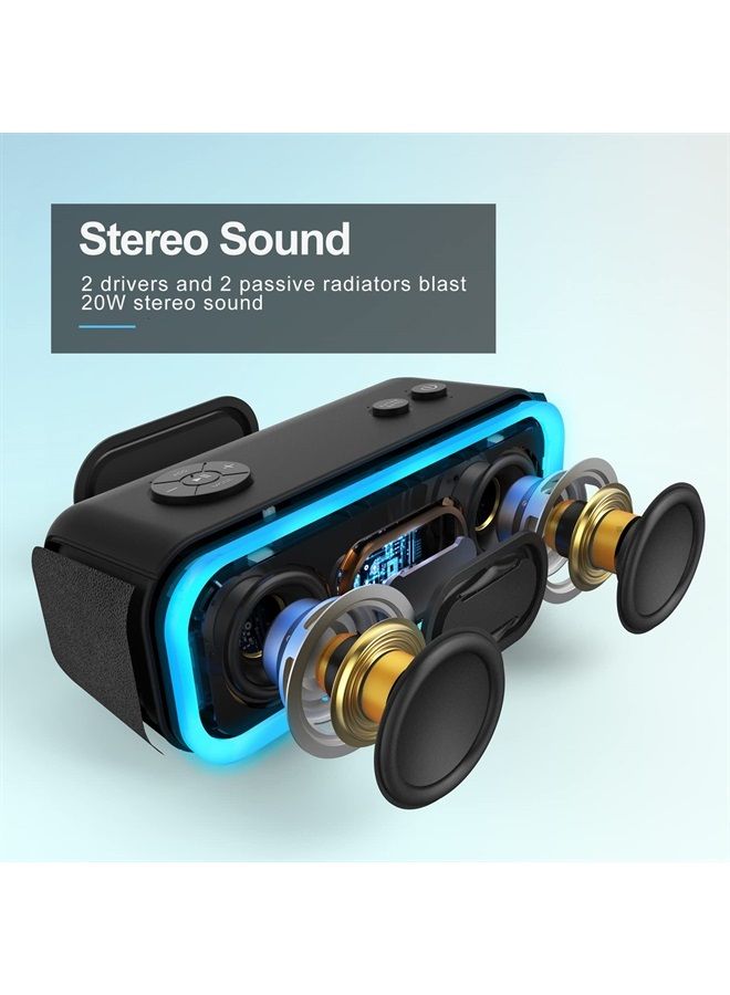 Doss SoundBox Pro Bluetooth Speaker with 20W Stereo Sound, Active Extra Bass, IPX6 Waterproof, Bluetooth 5.0, TWS Pairing, Multi-Colors Lights, 20 Hrs Playtime, Speaker for Beach, Outdoor(Upgraded) - Image 2
