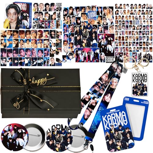 PYAJUU Stray Kids KARMA Album Gift Box Set Including 55PCS Photocards 100PCS Album Sticker Pack 1 Lanyards Card Holder 1Keychain and 2 Badge - Image 1