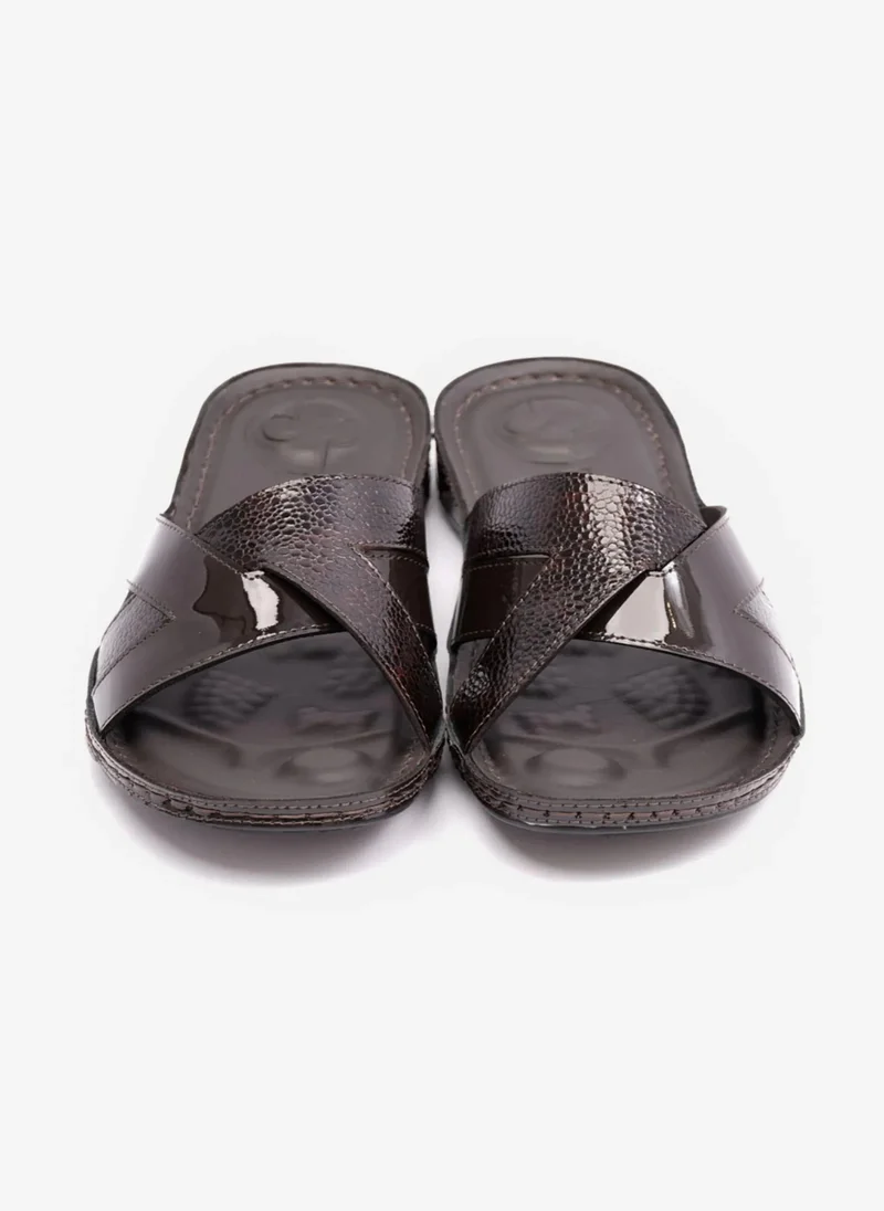 Comfort Plus COMFORT PLUS SOFT FOOTBED PATENT LEATHER WOMENS SANDAL BROWN