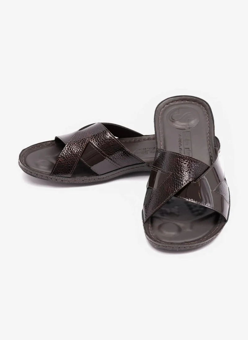 Comfort Plus COMFORT PLUS SOFT FOOTBED PATENT LEATHER WOMENS SANDAL BROWN