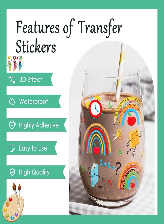 AFRITEE UV DTF Cup Wrap Stickers - 20 Sheets Teacher Appreciation UV DTF Cup Wraps for 16 20 40 oz Glass Water Bottle, Inspirational Book Thank You Teacher Gift Uvdtf Transfer Stickers for Coffee Mugs - Image 4