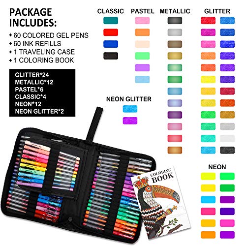 Lelix Gel Pens, 120 Pack Gel Pen Set, 60 Unique Colors with 60 Refills for Adults Coloring Books Drawing Doodling Crafts Scrapbooking Journaling - Image 2