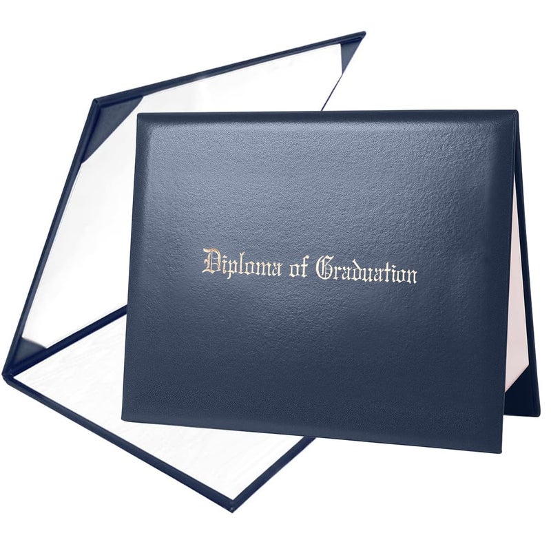 Misscom Diploma Cover 8.5" x11" Diploma Holder of Graduation Leatherette Padded Certificate (Navy) - Image 1