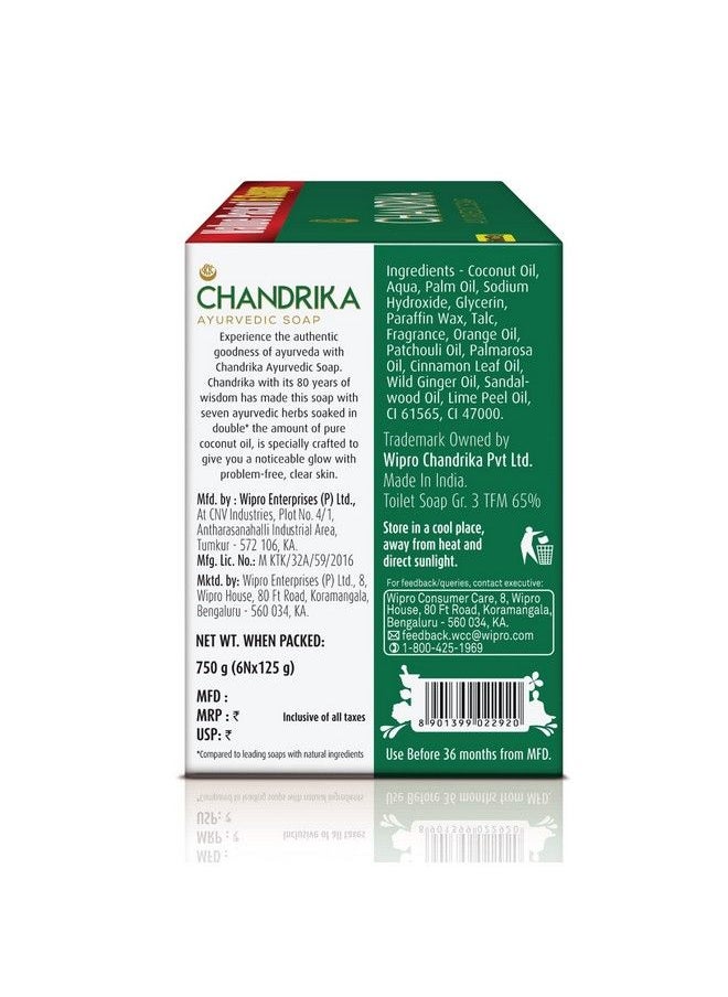 Chandrika صابون الأيورفيدا المصنوع يدويًا 125 جرام (عبوة من 6 قطع)  - Image 4