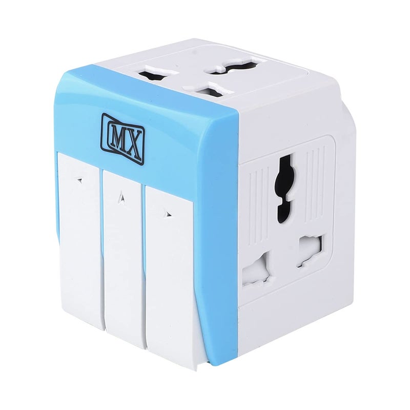 MX 3 Pin Multi Plug Adapter with Universal Sockets, Individual Power Switches, Safety Shutters & LED Indicators | 5A-250V 3-Way Extension Socket for Home, Office & Travel Use - Image 1