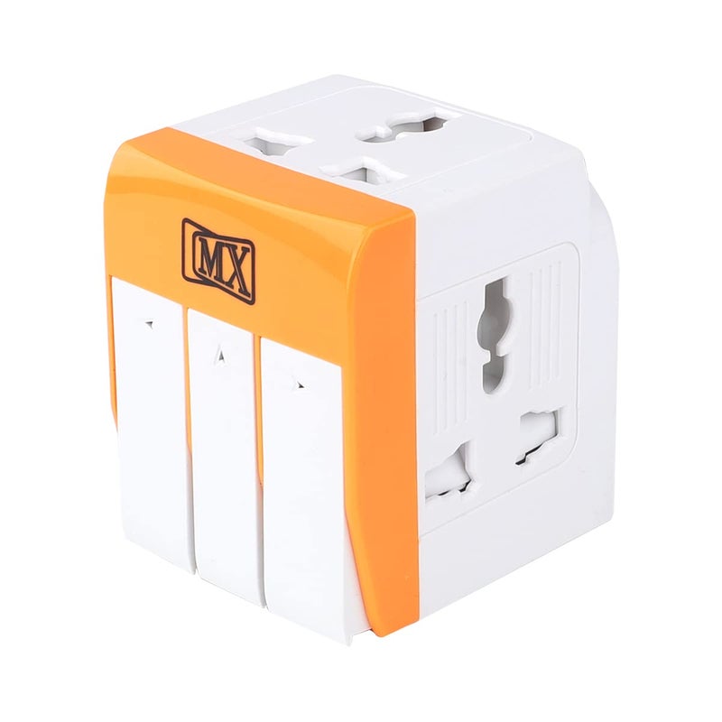 MX 3 Pin Multi Plug Adapter with Universal Sockets, Individual Power Switches, Safety Shutters & LED Indicators | 5A-250V 3-Way Extension Socket for Home, Office & Travel Use - Image 2