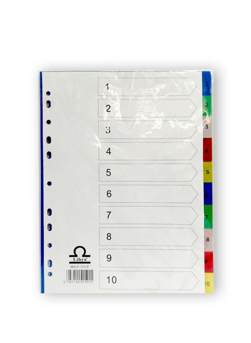 Libra 10-Piece A4 Paper Divider Multicolour - Image 1
