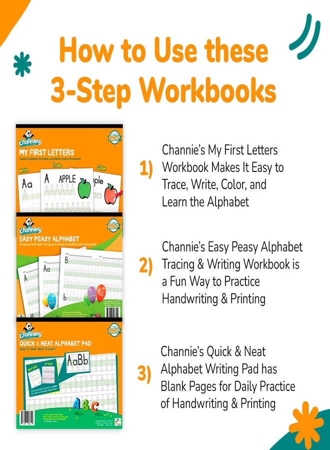 Channie's Beginner's Alphabet & Handwriting Workbooks, 3 Workbooks, Lots Practices with Visual Format, Easier Way to Learn Alphabet Summer School, Ideal for Homeschool Learning Activities - Image 5