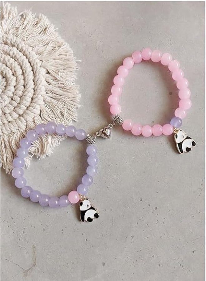 needs collection مجموعة نيدز، سوار باندا مغناطيسي أنيق متطابق | سوار للأصدقاء المقربين، أو الأزواج، أو الأصدقاء، أو توأم الروح - عبوة من قطعتين (متعدد الألوان، 10 سم، 3 قطع) - Image 3