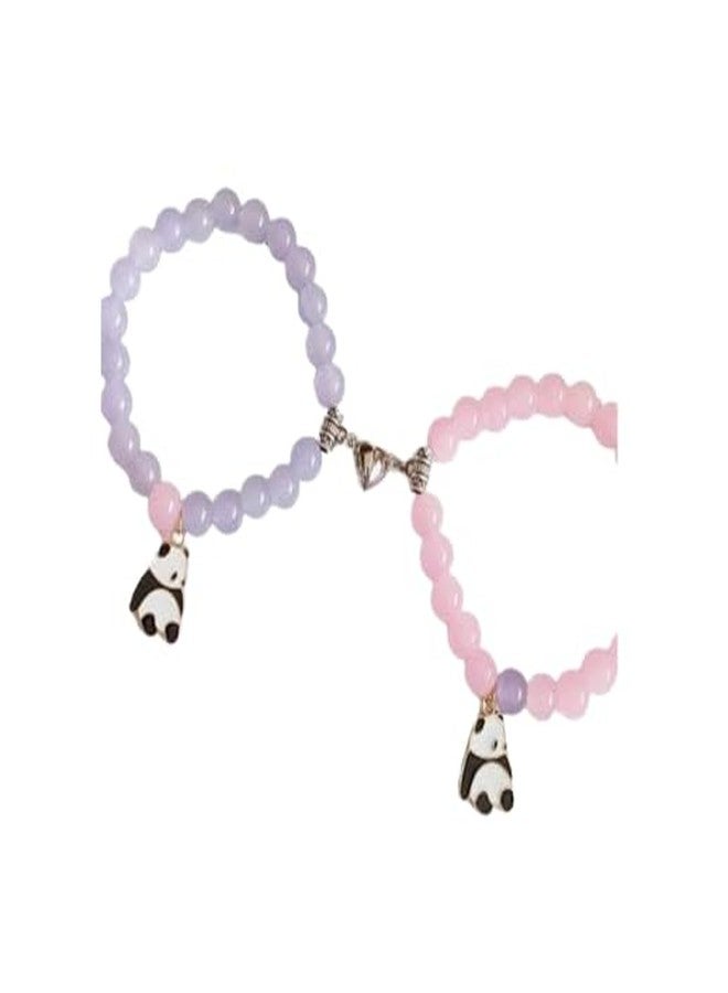 needs collection مجموعة نيدز، سوار باندا مغناطيسي أنيق متطابق | سوار للأصدقاء المقربين، أو الأزواج، أو الأصدقاء، أو توأم الروح - عبوة من قطعتين (متعدد الألوان، 10 سم، 3 قطع) - Image 1