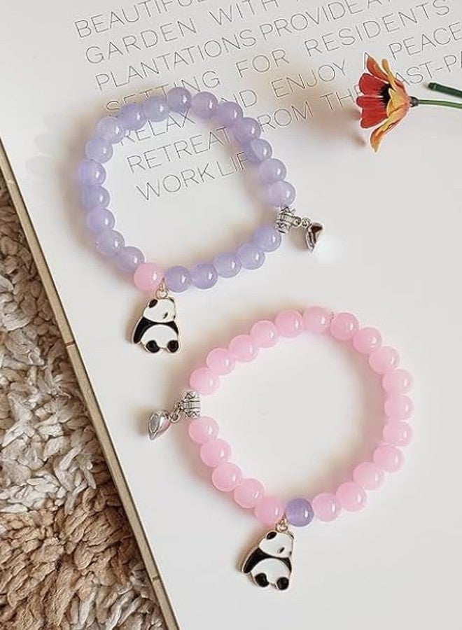 needs collection مجموعة نيدز، سوار باندا مغناطيسي أنيق متطابق | سوار للأصدقاء المقربين، أو الأزواج، أو الأصدقاء، أو توأم الروح - عبوة من قطعتين (متعدد الألوان، 10 سم، 3 قطع) - Image 4