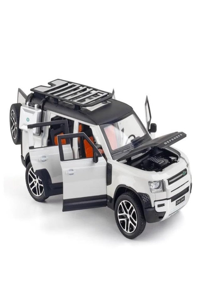 PEZYOX 1:24 Land Rover Defender Alloy Diecast Model Car, Pull Back Vehicle with Openable Doors, Sound & Light Effects, Toy for Kids, for Car Enthusiasts and Collectors. (White) - Image 2
