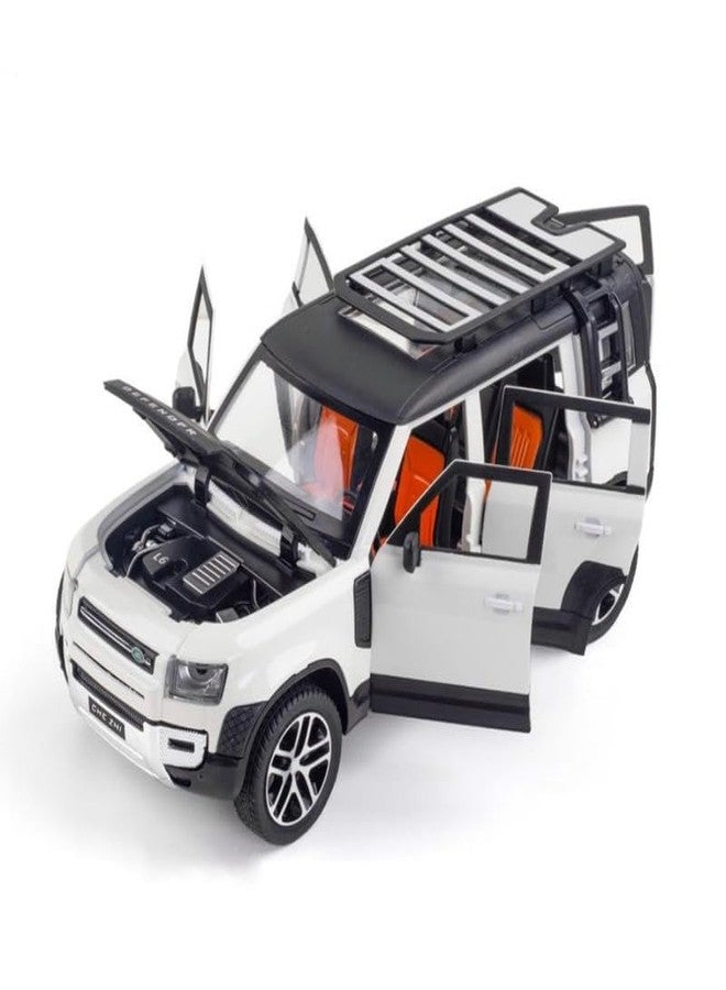 PEZYOX 1:24 Land Rover Defender Alloy Diecast Model Car, Pull Back Vehicle with Openable Doors, Sound & Light Effects, Toy for Kids, for Car Enthusiasts and Collectors. (White) - Image 3