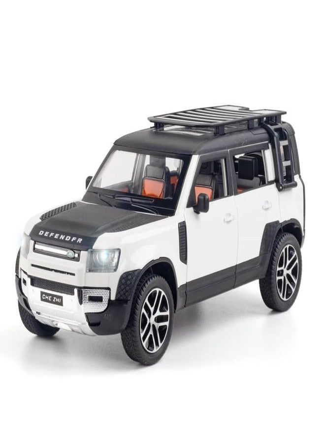 PEZYOX 1:24 Land Rover Defender Alloy Diecast Model Car, Pull Back Vehicle with Openable Doors, Sound & Light Effects, Toy for Kids, for Car Enthusiasts and Collectors. (White) - Image 1