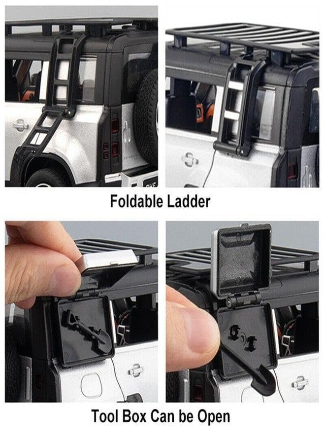 PEZYOX 1:24 Land Rover Defender Alloy Diecast Model Car, Pull Back Vehicle with Openable Doors, Sound & Light Effects, Toy for Kids, for Car Enthusiasts and Collectors. (White) - Image 4