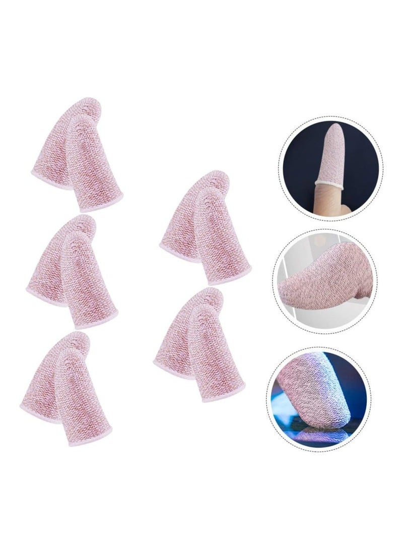 Thumb Sleeves Mobile Gaming Finger Covers 10pcs Game Finger Cot Finger Caps Gaming Sleeve Pink Carbon Fiber Profession Grip Gaming Finger Sleeve Touch Screen - Image 2