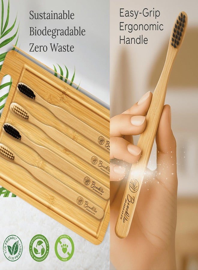 Bambelle Bamboo Toothbrushes, 4-Pack Soft Bristle, Eco-Friendly, Biodegradable, Natural Wooden, Plastic-Free - Image 4