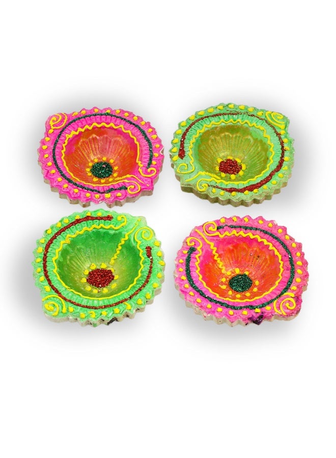 Madhoor Decorative Handpainted Diya Set of 4 Piece - Image 1