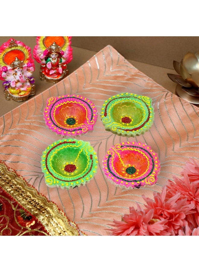 Madhoor Decorative Handpainted Diya Set of 4 Piece - Image 3