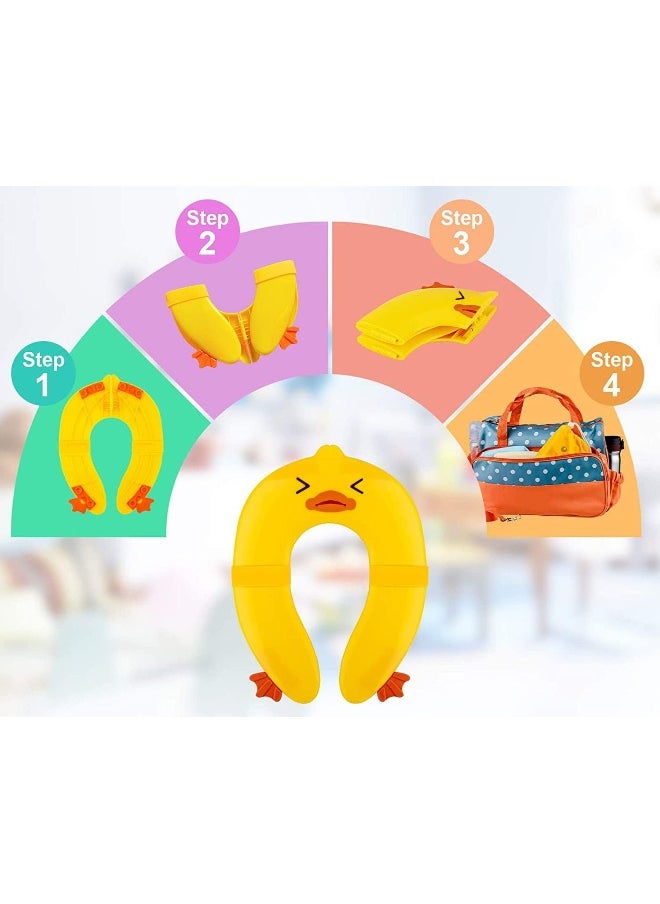 Pokanic POKANIC Toilet Potty Training Seat Cover, Travel Toilet Seat, Folding Non Slip Silicone Pads, Travel Portable Reusable Kids Toddlers Boys Girls, Carry Bag  - Image 3