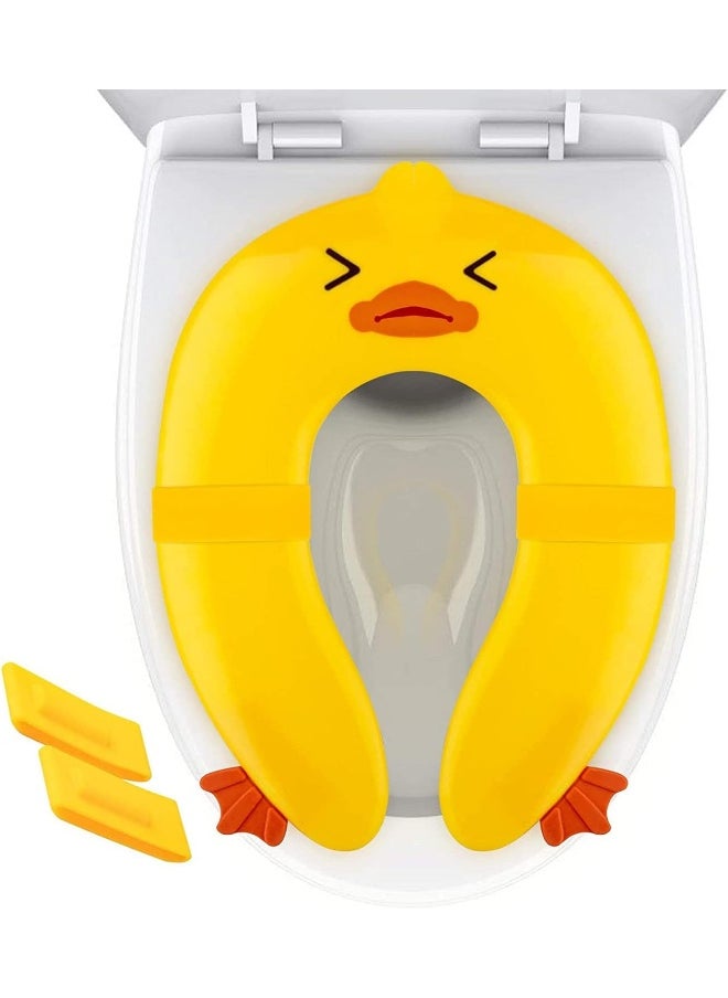 Pokanic POKANIC Toilet Potty Training Seat Cover, Travel Toilet Seat, Folding Non Slip Silicone Pads, Travel Portable Reusable Kids Toddlers Boys Girls, Carry Bag  - Image 1