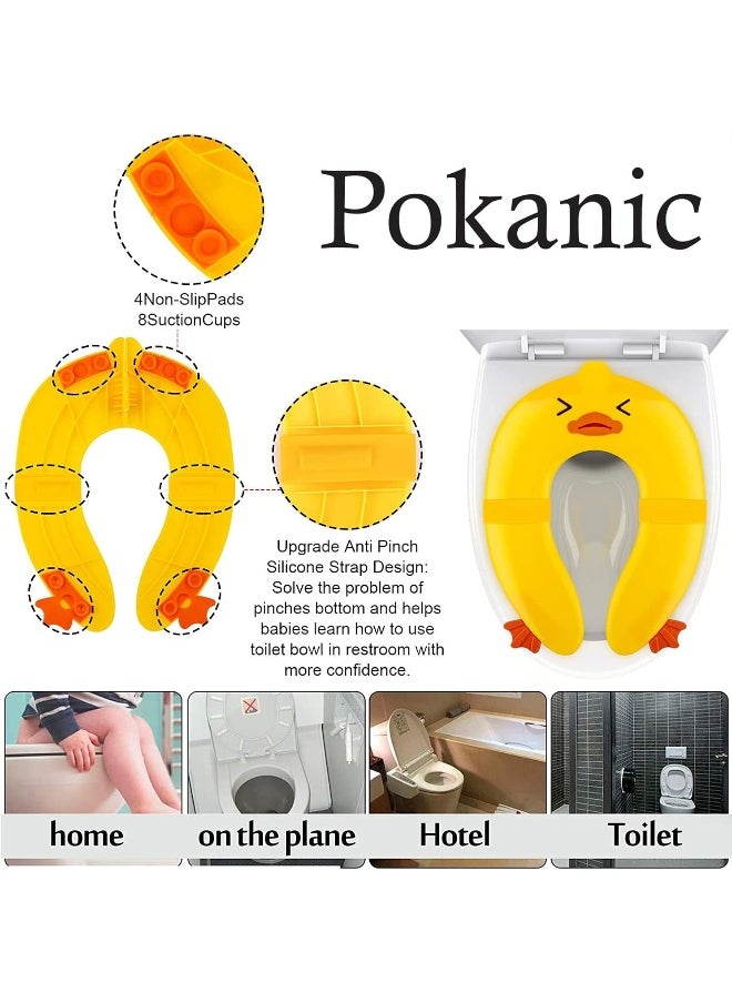 Pokanic POKANIC Toilet Potty Training Seat Cover, Travel Toilet Seat, Folding Non Slip Silicone Pads, Travel Portable Reusable Kids Toddlers Boys Girls, Carry Bag  - Image 2