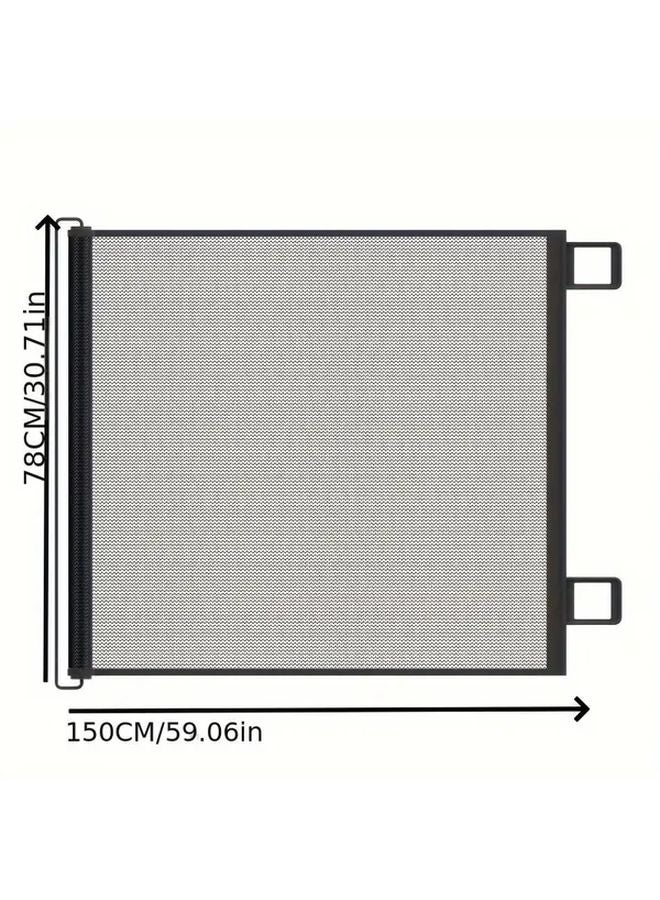 لا حفر سيارة للقطط قابلة للتمديد بوابة حاجز ثقيل إثبات سياج أداة تركيب مجاني قابل للتعديل المدخل الدرج حاجز 150x78 العادية الأسود - Image 1