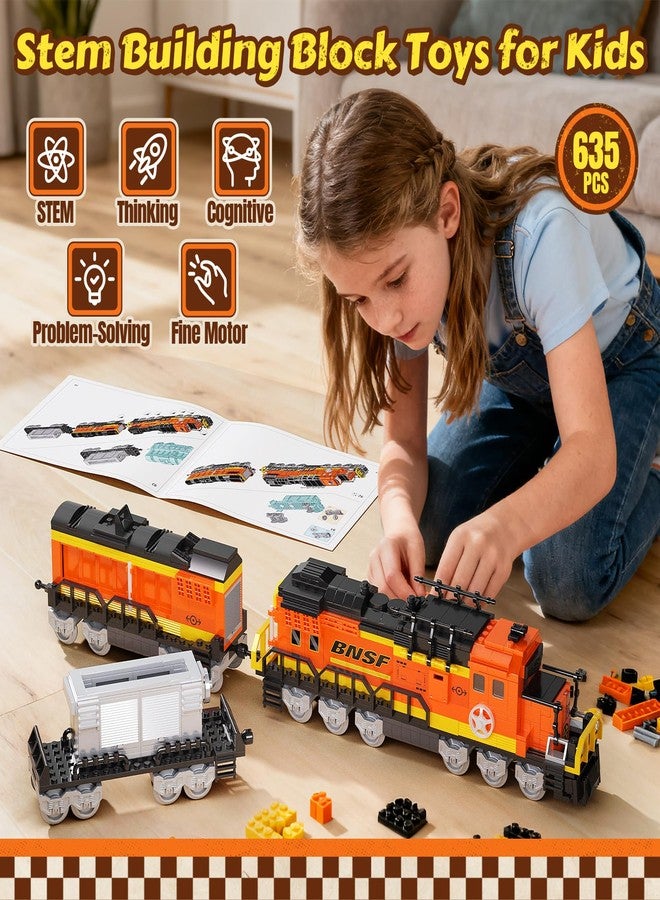AIGIMU City Train Building Set, Stem Trains Building Toy for Boys Girls Ages 6-14, BNSF Freight Trains Model for Kids and Adult, Stem Locomotive Train Building Blocks, Christmas Birthday Gifts 635 PCS - Image 4