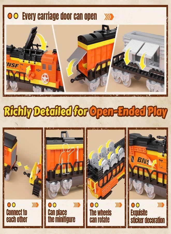 AIGIMU City Train Building Set, Stem Trains Building Toy for Boys Girls Ages 6-14, BNSF Freight Trains Model for Kids and Adult, Stem Locomotive Train Building Blocks, Christmas Birthday Gifts 635 PCS - Image 3