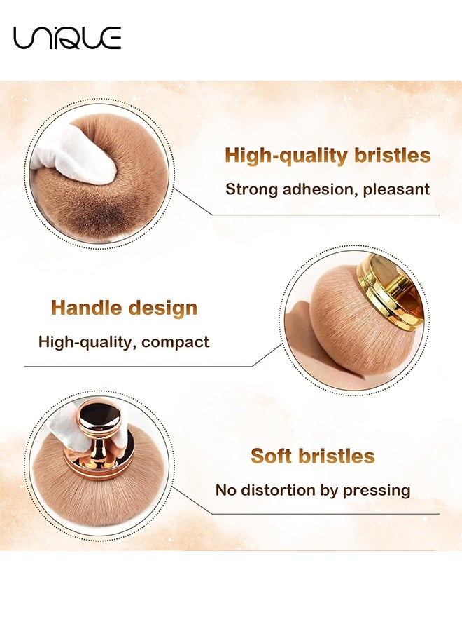 يونيك فرشاة مكياج الجسم الكبيرة جدا - فرشاة عريضة الرأس 74 مم للبرونزر - فرشاة مكياج بيضاوية للوجه والساق - لأرجل المكياج والذراعين والوجه والجسم (ذهبي وردي) - Image 3