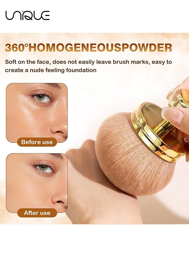 يونيك فرشاة مكياج الجسم الكبيرة جدا - فرشاة عريضة الرأس 74 مم للبرونزر - فرشاة مكياج بيضاوية للوجه والساق - لأرجل المكياج والذراعين والوجه والجسم (ذهبي وردي) - Image 5