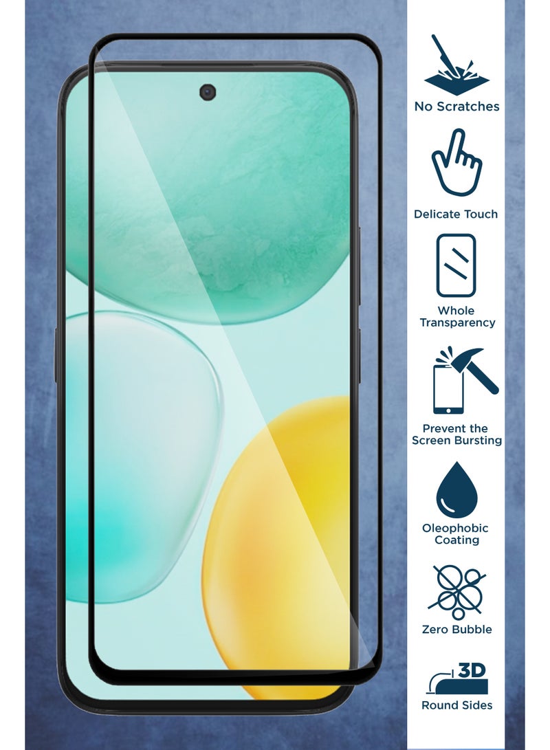 Honor X6c - Tempered Glass Screen Protector - Delicate Touch , Higher Transparency , Easy to Install ,Anti-scratch and Bubble-free Screen Protector - Black - Image 2