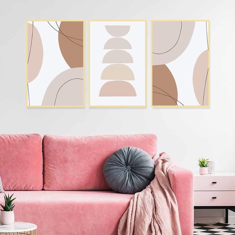 Marktna Three canvas panels with a bohemian art design and a hollow frame, measuring (90×40), three pieces - Image 1