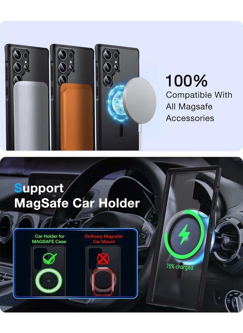 Aookay [1+1] Magnetic Cover and Screen Protector for Samsung Galaxy S25 Ultra 5G Compatible with Magsafe Ultra Thin Polycarbonate Steel Clear Drop and Impact Resistant for Galaxy S25 Ultra (Black)  - Image 3