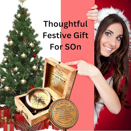ALADEAN Gift for Son from Mom Dad Engraved Compass 2 Father to Son Gifts Mom to Son Gifts for Graduation Birthday Baptism Confirmation Communion Son I Love You - Image 3